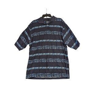 Ivy Crew Golf Polo Shirt XL 100% Cotton Black & Blue Stripes